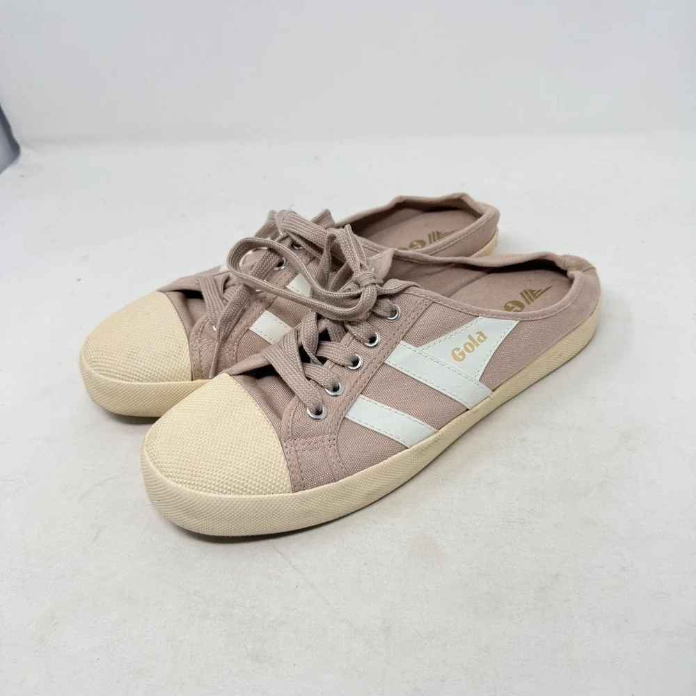 Gola Coaster Mule Sneakers Dusty Rose Pink Canvas Slip On Shoes Lace Up Size 9